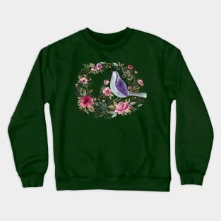 Watercolor bird and flowers Crewneck Sweatshirt